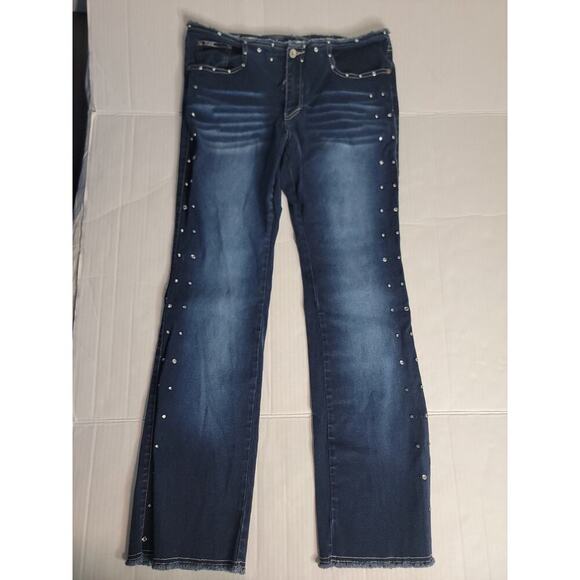Revolt Jeans Sz 15/16 Straight Leg Low Rise Bling Vintage Y2k Rodeo Festival - Picture 2 of 9